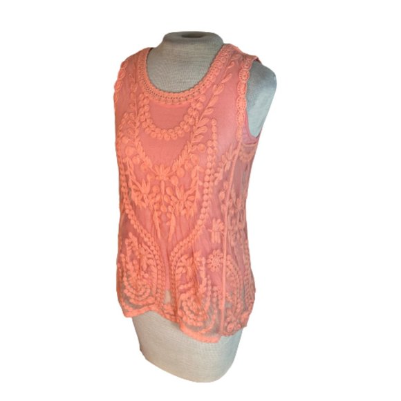 Tribal Jeans Tops - Tribal Jeans Lace Tank Top Peach S Small